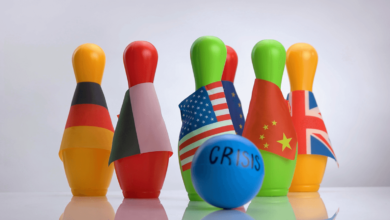 Pinos de boliche con banderas de paises